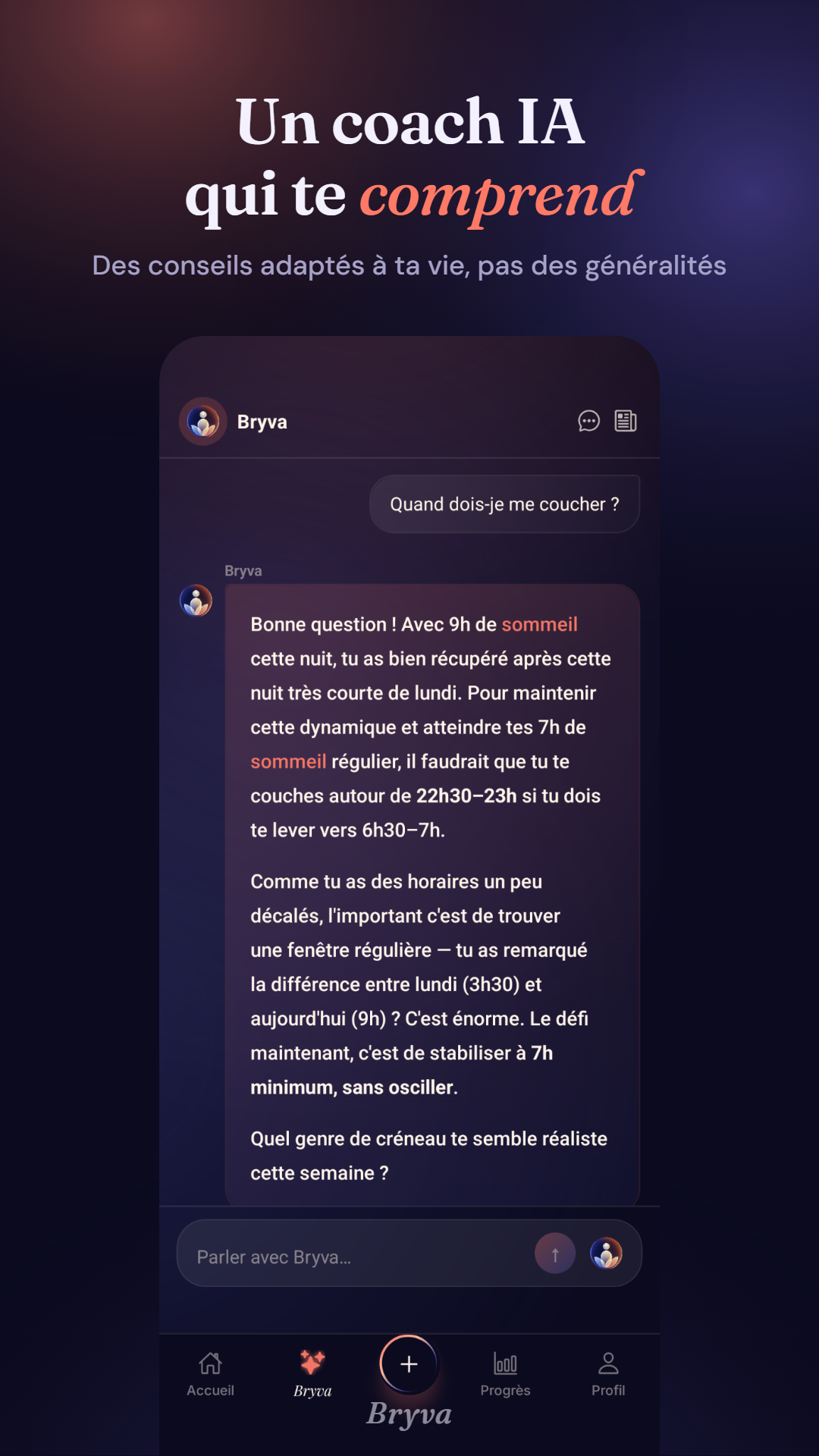Bryva AI Coach — personalised conversation